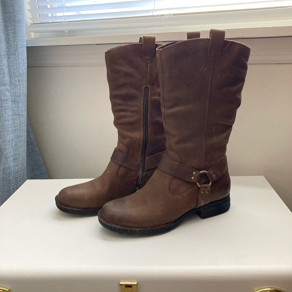 Born Luna Riding Boot- Western Inspired, “Brown Sugar” Size 8 Genuine Leather